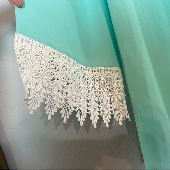 Show Me Your Mumu Mint Green Cardigan Lace Trim Kimono Beach Coverup Size Small - Picture 6 of 7
